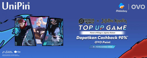 Nov – Kolaborasi Honor of Kings x Jujutsu Kaisen Sudah Hadir! Top up Token Pakai OVO Cashback 90% OVO Points